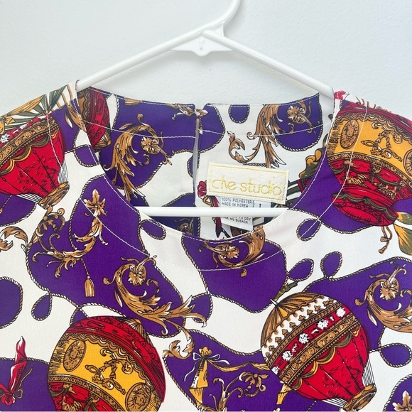 Vintage Che Studio Hot Air Balloon Blouse Size Large Top - Picture 2 of 8